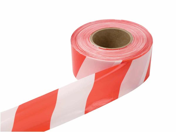 RED / WHITE BARRIER TAPE 72MM X 500M (NON-ADHESIVE)