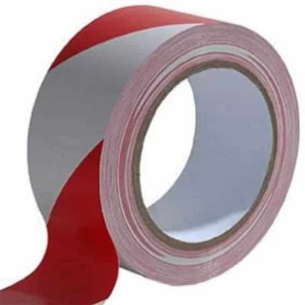 HAZARD WARNING PVC RED/WHITE TAPE 50MM X 33M (Adhesive)