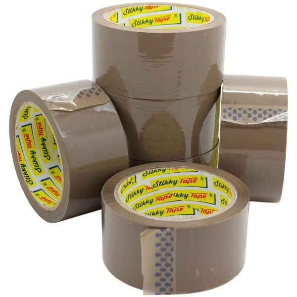 Brown Packing Tape 48mm x 66m STIKKY Branded 46 MICRON